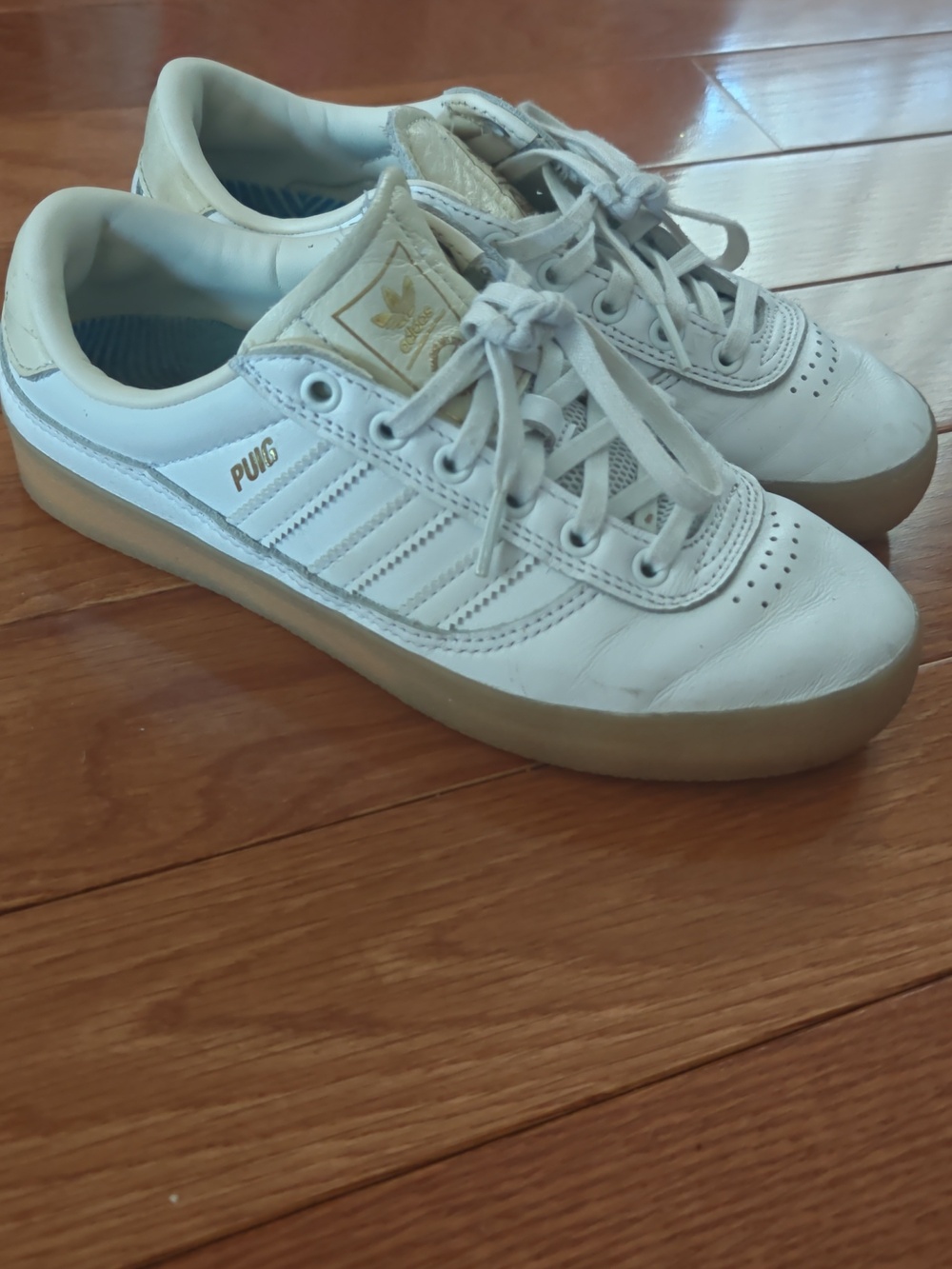 adidas White Low-Top PUIG Sneakers with Gum Sole